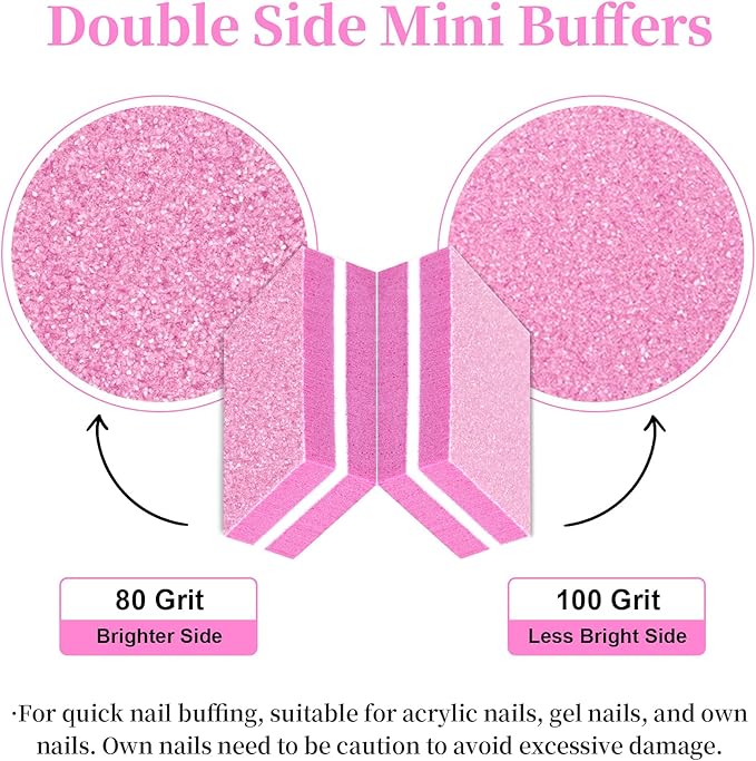 100 Mini Nail Buffers Block - 80/100 Grit Mini Buffing Block limas para uñas Fingernail Files Bulk Dual Grit Nail Files for Acrylic Gel Natural Nails Manicure Pedicure Portable Nail Care Kit