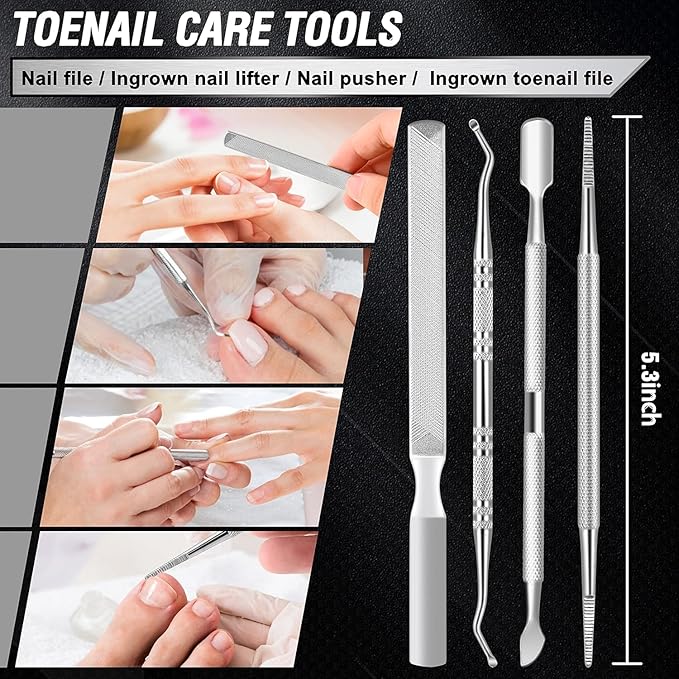 Toenail Clippers for Seniors Thick Toenails, Aucurwen Heavy Duty Toe Nail Clippers Adult Thick Nails Long Handle, Large Toenail Clippers for Thick Nails 7Pcs(Pink)
