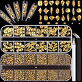 1680Pcs Mineral Gold Glass Nail Rhinestones 180Pcs Multi Shapes Flatback Nail Gems + 1500Pcs 1.5-4mm Round Crystal, Manicure Nail Charms Diamond Gemstones for Acrylic Nails Decoration