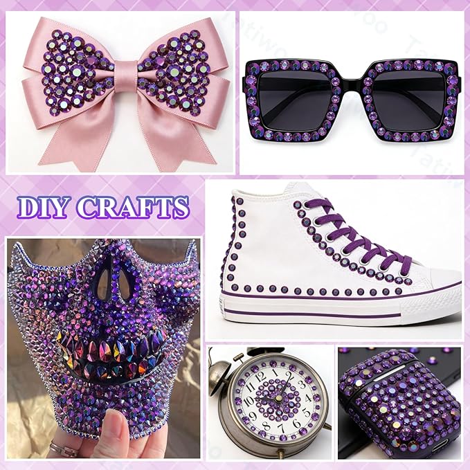 20000Pcs Iris Purple Flatback Jelly Resin Rhinestones for Bedazzling, Mix Sizes Crystal Rhinestones Gems, Iris Purple Flatback Rhinestone Gems Bedazzling for Crafts DIY Face Makeup Tumblers