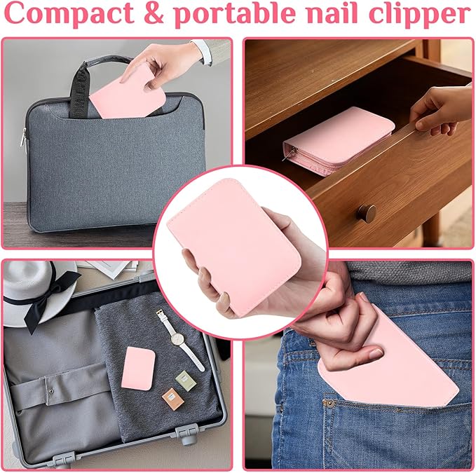 26-Piece Professional Manicure Set (Pink)，Features Stainless Steel Tools, Carbon Steel Clippers & Travel Case for Women's Home and Travel Grooming，Luxury Nail Care Gift for Her.