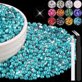 6000PCS 4mm Resin Rhinestones Bulk for Crafting (Indicolite), Flatback Bedazzling Crystals for Crafts DIY Nail Decoration, Gems Charms for Tumbler Shoes Clothing Fabric with Pickup Pen and Tweezers