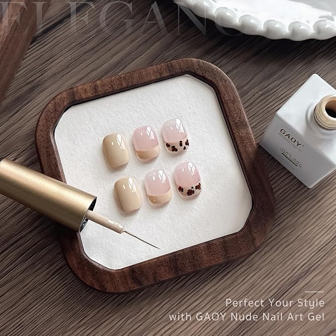 GAOY Nude Swirl Gel Nail Polish Art Liner, 12ml Skin Tones Neutral Color Nail Paint Design with Thin Brush, UV Light Cure for DIY French Manicure at Home