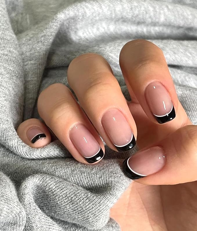 Nail Polish Strips (No UV Lamp Needed) - 22 Pcs Salon Quality Gel Nail Stickers - Long Lasting Wraps (Black Serenade)