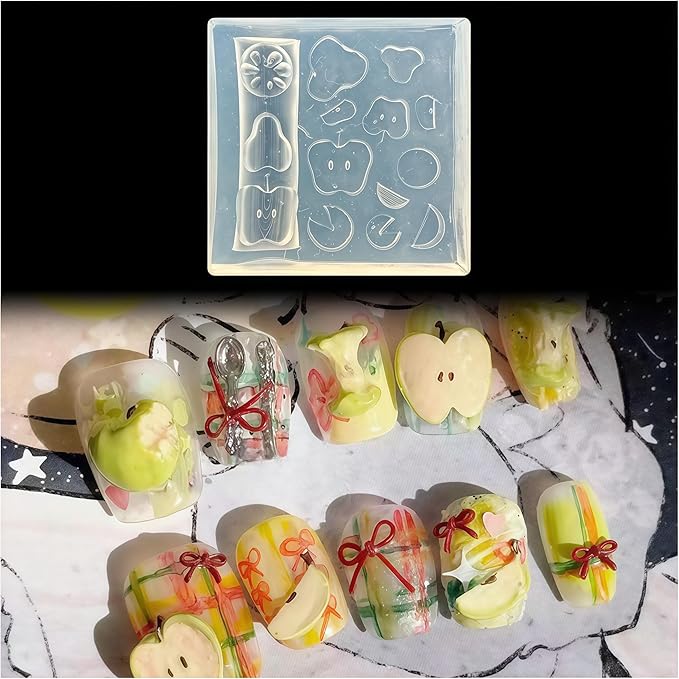 3D Fruit Slices Gel Nail Art Mold Arts Resin Apple Tail Molds for Accessories Supplies Pear Silicone Tools Nails Style