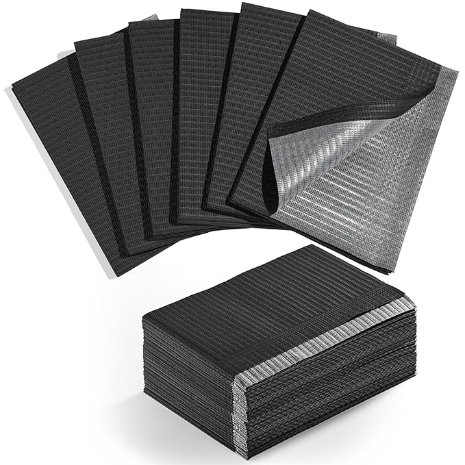 Makartt Disposable Nail Mats: 20 Pcs Foldable 3 Ply Waterproof Nail Art Table Mats, 13 x 18 in Absorbent Manicure Desk Pads for Salon Manicure Tattoo, Black
