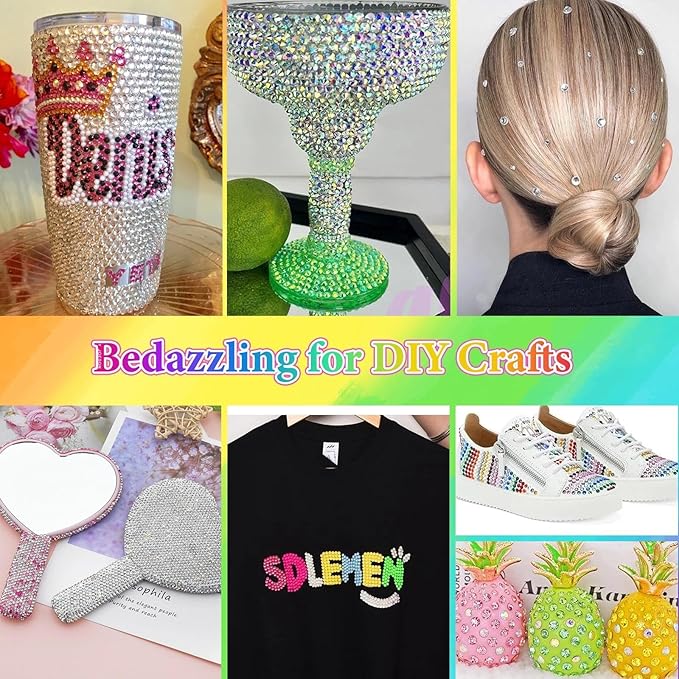 32000Pcs Rhinestones Bedazzling Kit with Tools, 3mm Color Resin Rhinestones for Bedazzling, Flatback Resin Gems for Crafts, Bedazzler Kit for Clothing Shoes DIY Face Makeup Tumblers