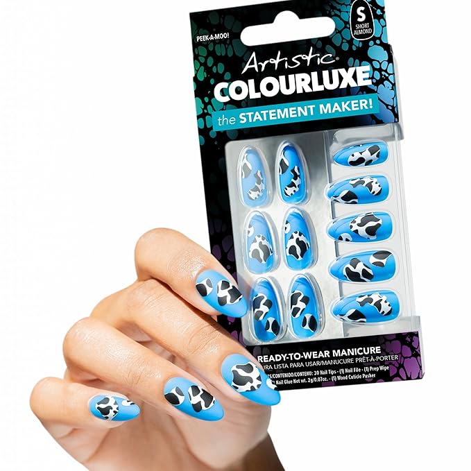 Artistic Colourluxe Press-On Tips - Kit Colourluxe Press-On Tips - Kits Nails - 30 Nails (Peek-A-Moo!, Kit)