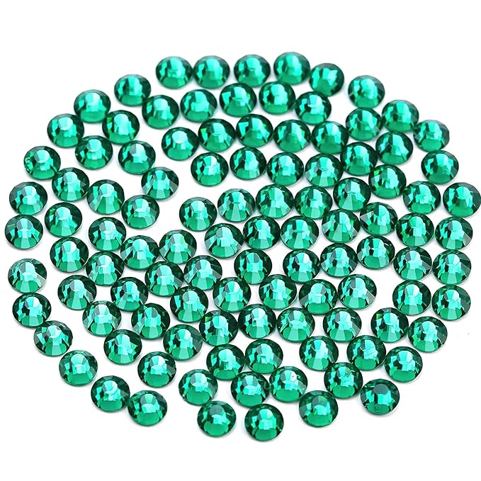 Novani Crystal Rhinestones, Flatback Loose Gemstones 1440pcs Glass Rhinestones for Clothes Shoes Crafts Makeup Nail Art and DIY Decorations(SS12, Green Zircon)