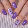 Curvlife Tip Press on Nails Acrylic Fake Nails with Design Full Cover False Nails for Women Reusable Nail Kit with Nail Glue Adhesive Tabs Nail File (Purple orchid, Medium)