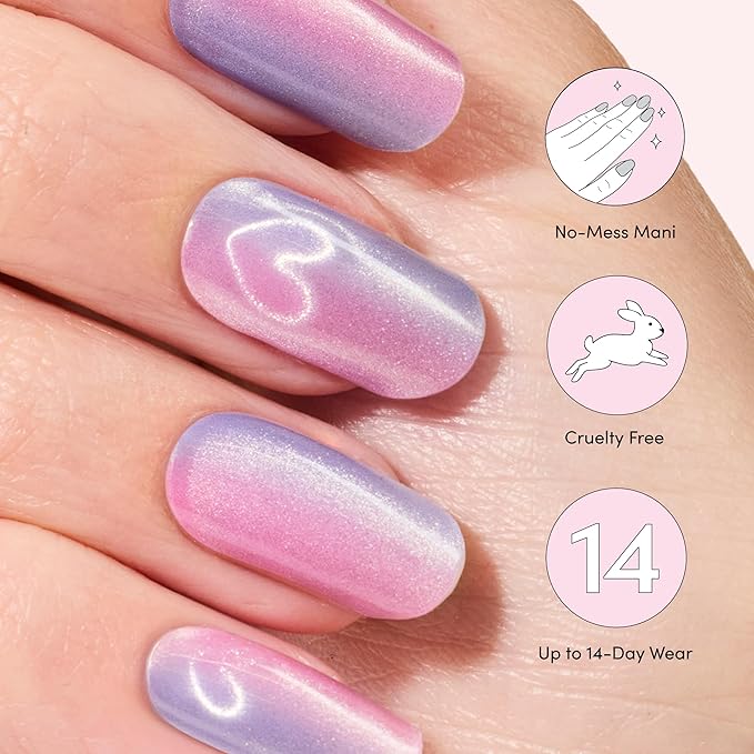 Dashing Diva Glaze Effects Nail Strip Set - He's Cuter in Person - Long Lasting, Chip Resistant, Semi-Cured Gel Nails - 4-Piece Manicure Set with 32 Strips