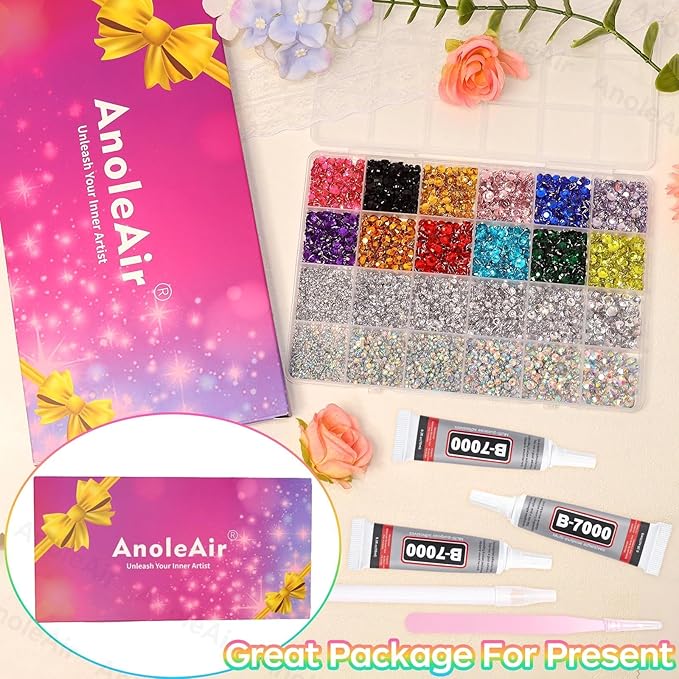 26000PCS Colorful Resin Flatback Rhinestones for Crafting, Resin Rhinestones for Bedazzling Kit, 2/3/4/5/6mm Flatback Gems Jewels for DIY Mugs Tumblers Clothing Shoes Nail Art