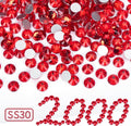 2000PCS Red Rhinestones Bulk, Flat Back Crystal Glass Stone Round Gems,SS30, 6.4-6.6mm