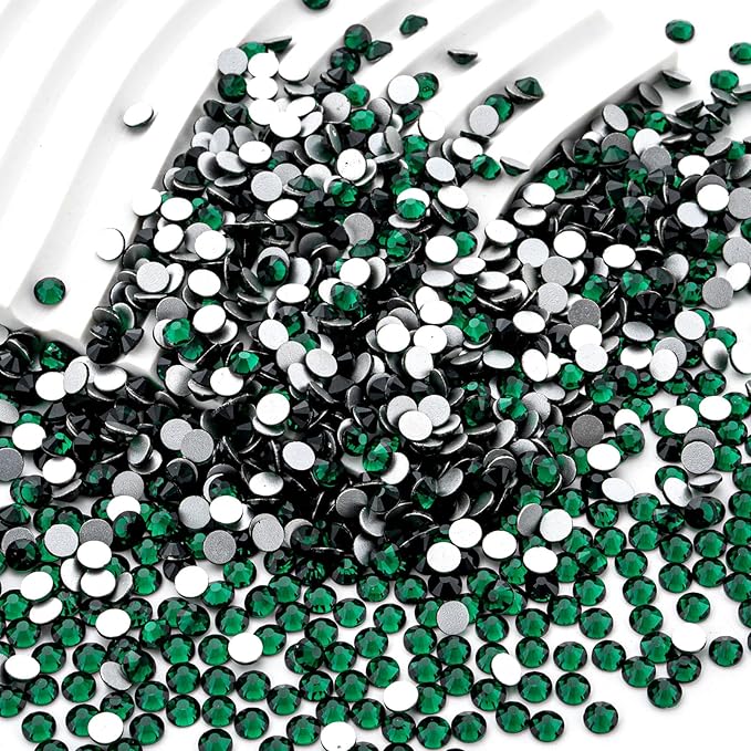 Flatback Rhinestones Bulk, 14400PCS Malachite Green Rhinestones for Clothes DIY Decoration Crafts, Malachite Green, SS20, 4.6-4.8mm