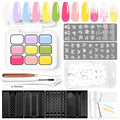 Gradient Gel Nail Set, 9 Bright Color for Ombre Nail Polish Platte Kit with 14* Nail Art Tools,Pat Painting Gel French Nail Manicure No-wipe Soak of UV DIY Art Home Salon