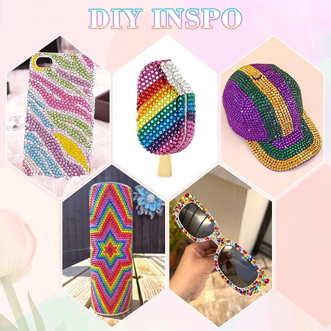 24000Pcs Resin Rhinestones with 3Pcs B7000 Jewelry Glue for Crafting, Multicolors 3mm Non Hotfix Flatback Gems, Bedazzling Crystal for DIY Crafts Clothing Tumblers Mugs Shoes Fabric Decor Nail Art