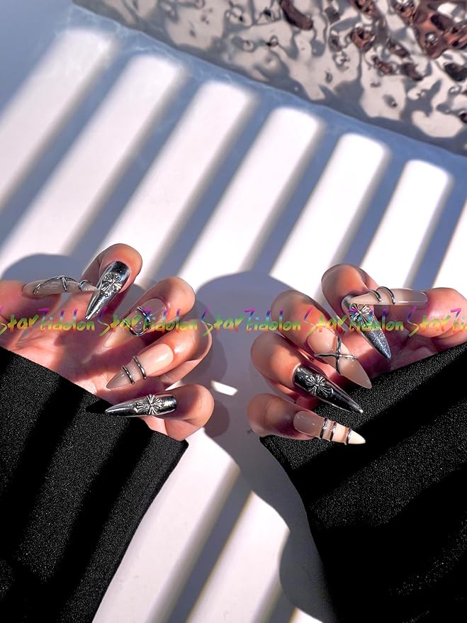 HAND-PAINTED White Press Ons Neon Small Press on Nails Long French Press on Nails Coffin Medium Short Nail art Fake Nail Art Kit with 7g Glue on Nails Handmade Almond Square Nails (TJ-1, Custom)