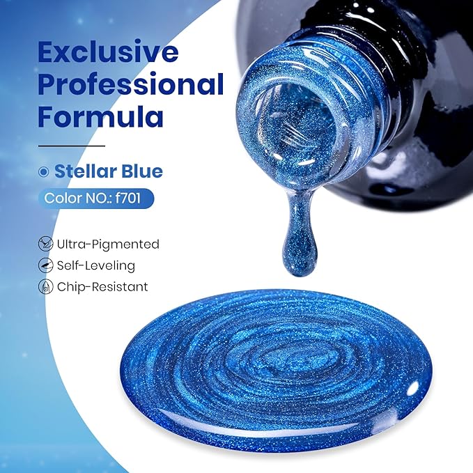 Beetles Blue Cat Eye Gel Polish, 15ML Cat Eye Glitter Gel Polish with Magnet Soak Off UV Shimmer Velvet Gel Stellar Blue Series French Nail Art Manicure Gifts for Women