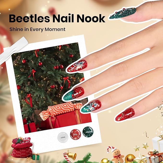 Beetles Gel Nail Polish Gift Set– Valentines Kaleidoscope 100 Vibrant Colors with Base & Top Coats Glitter Matte Glossy Finishes Cat Eye Pearl Nail Polish Nail Art Gift for Women Salon Home DIY Use