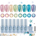 Beetles Dream Coast Cat Eye Gel Nail Polish Set - 6 Colors Glitter Gel Nail Polish Kit Pink Yellow Green Blue Purple Magnetic Shine Soak Off UV Salon DIY Gift Manicure for Women