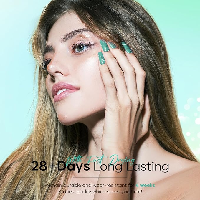 modelones Ethereal Green Gel Nail Polish Set - 6 Colors 2026 St Patricks Mermaid Lagoon Dark Green Gel Polish Kit Turquoise Glitter Gel Polish Soak OFF LED Spring Manicure Nail Art Gel Salon DIY Gift