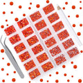 10000 Pieces Rhinestones 6 Sizes Round Crystal Glass Flat Back Rhinestones with 1Tweezers and 1Picking Pen for Nail Art Crafts Clothes Bags DIY (Orange)