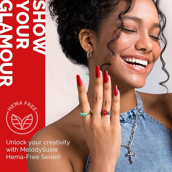 MelodySusie Hema Free Gel Nail Polish, 0.5 Fl Oz Thick Orange Red Gel Polish, Non-Toxic, Long Lasting, Soak Off UV Nail Polish, Manicure Nail Design Salon DIY Nail Art at Home K1371