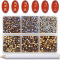 Bymitel Hotfix Crystal Rhinestones Round Gems for Crafts,Mixed 6 Sizes with Wax Pencil Kit, Lt. Topaz 1.3-3.2mm(SS3-SS12/8000pcs)