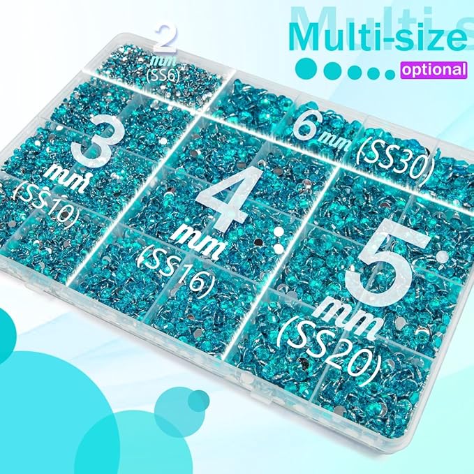 Teal Blue Crystal Resin Rhinestones w B7000 Glue for Bedazzling Crafting 2-6mm Flatback Stones Gems Turquoise Diamonds Crystals Bedazzler Kit for Nails Face Eyes Makeup Tumblers Bottles Crafts