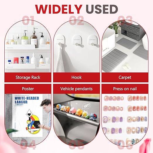 6 Rolls Double Sided Tape Nail Tape for Press On Nails Adhesive Strong Sticky Nail Double Tape for Nail Packaging Removable TClear Mounting Tape for Nail Salon Press On Nail Supplies with Tweezer