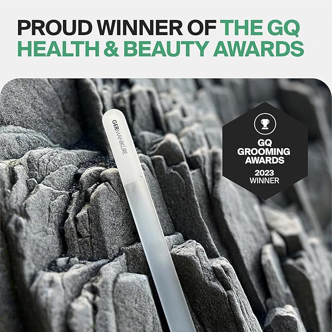 GERMANIKURE Glass Nail File in Suede Sleeve - Love Yourself First - Professional Crystal Nail File for Natural Nails - Ideal Manicure & Pedicure Tool for Smooth, Easy Shaping - Nail Care Gift