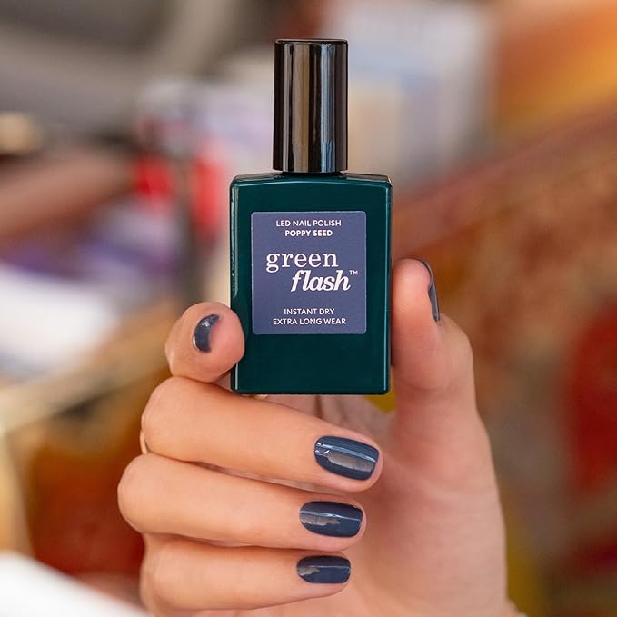 Manucurist Green Flash Gel Polish - Poppy Seed (Blue Grey) - UV & LED Gel Nail Polish - 12-Free, Bio-Sourced (84%) - Professional Manicure - 15 ml