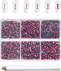 Beadsland 7200pcs Flatback Rhinestones, Light Red AB Rhinestone Nail Gems Round Crystal Rhinestones for Crafts,Mixed 6 Sizes with Wax Pencil Kit, SS3-SS10, Light Siam AB