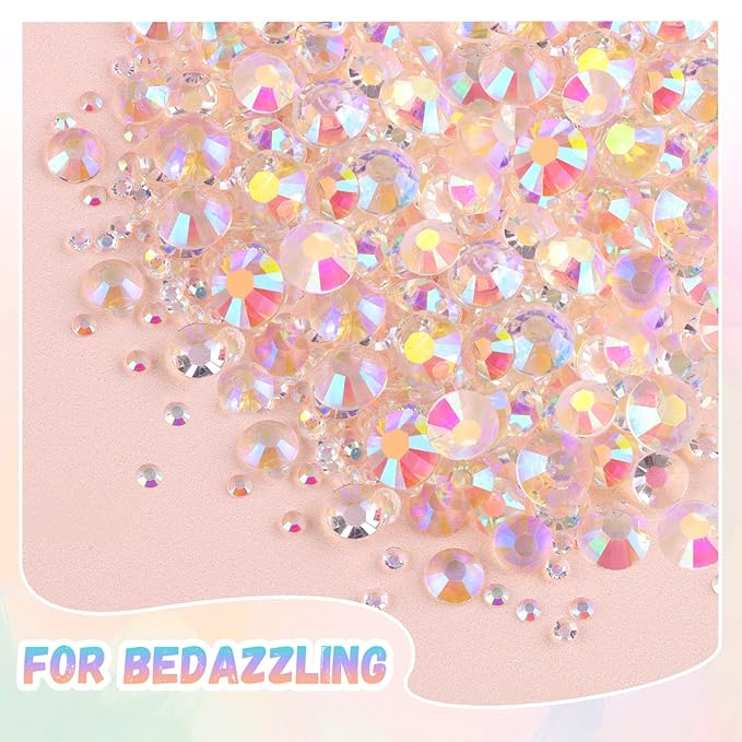 25000Pcs Transparent AB Rhinestones for Bedazzling with B7000 Jewelry Glue, Non Hotfix Flatback Gems, Crystal Resin Rhinestones for Crafting Crafts Clothing Tumblers Mugs Shoes Fabric Decor Nail Art