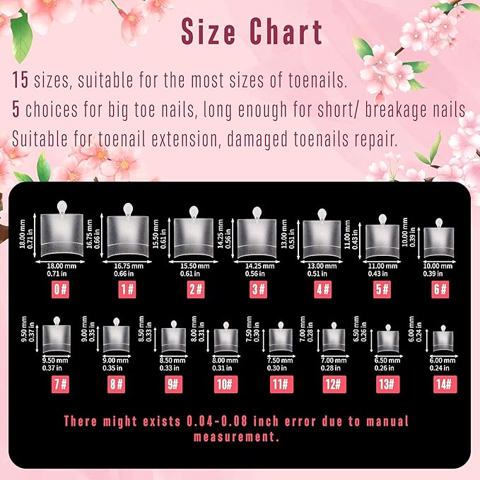NOVO OVO Fake Toe Nail Tips Sharp Square Half Cover, Soft Gel Toenail Extension, Prefiled Clear Double Matte C Curve for Pedicure Acrylic Press on for Salon, Longtoes Claw Toenails x 15 Sizes 240 Pcs