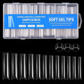 Long Square Nail Tips, 240Pcs Half Cover Soft Gel Nail Tips Pre-shaped 3XL Straight Shape Clear Acrylic False Nail Fake Nail Extension Press On for Salon Home DIY 12 Sizes
