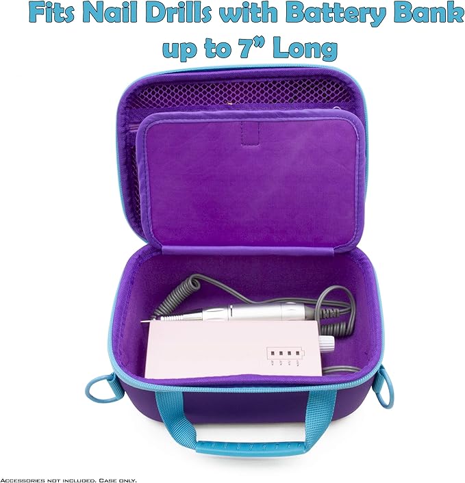 CASEMATIX Portable EFile Nail Drill Machine Case - Professional Hard Shell Bag for Rechargeable Nail Machine Compatible with Nails Drill from AIRSEE, AZ GOGO, MelodySusie, NATPLUS and More