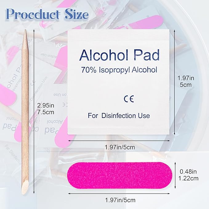 30 Pack Disposable Manicure Kit Individually Packed 3-Piece Mini Press on Nail Art Tool Prep Kit Includes Mini Nail File, Cuticle Stick, Prep Pad, 30 Sets for Salon Business Home Travel Use