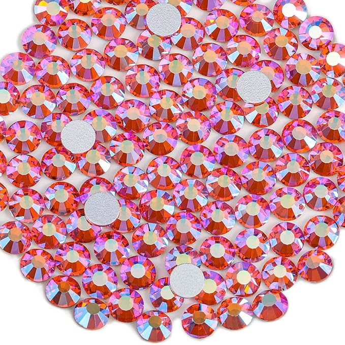 Beadsland 288 Pieces Flat Back Crystal Rhinestones Round Gems,Hyacinth AB,SS30,6.3-6.5mm