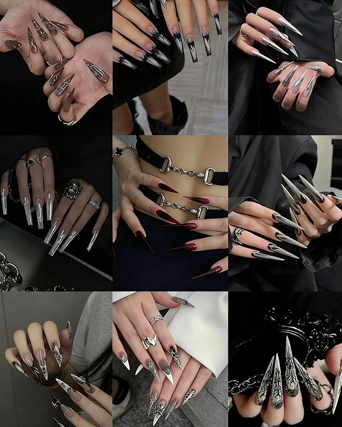 ELLEWIN 480PCS No C Curve Clear Nail Tips, 3XL Extra Long Half Cover Straight and Stiletto Nails for Acrylic Nails Kit, 10 Sizes Soft Gel Fake Nails Extension for Salons and Home DIY Gifts