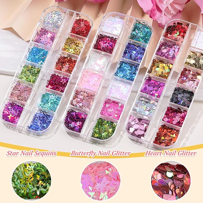 15 Boxes Nail Rhinestones Gems Kit,Gold/Silver Metal Studs,Mixed Sizes Flatback Crystals Rhinestones,Half Pearls,Sequins,Foil Flakes with Tweezers & Dotting Tools for DIY Manicure