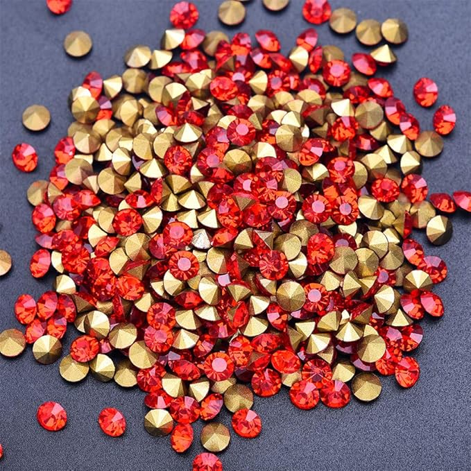 1440pcs Rhinestones Round Point Back Crystal Gem Glass Diamante Rhinestones Nail Art Decoration Jewelry Finding Beads Craft Gems (Red, 2.5mm)