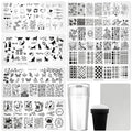 7pc Nail Stamping Plate Kit Flower Butterfly Nails Stamp Plate Lace Animal Nail Art Template Stencil Fingernail Polish Stamps Plates Set Silicone Stamper Scraper French Nails Design Tools