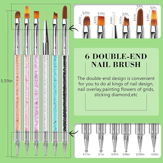 Nail Art Brushes, 6 Acrylic Nail Brushes Dappen Dish Set - Dappen Dish for Acrylic Nails, Monomer Dish Nail Glass Cup Nail Art Manicure Tools (10 Piece Set)