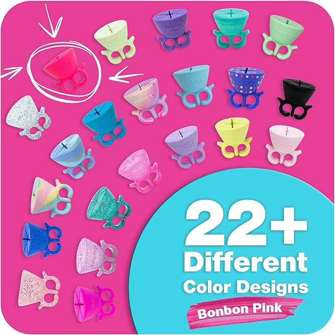 Tweexy Wearable Nail Polish Holder Ring - Hands-Free, Portable Manicure Accessory, Secure Grip for All Bottle Sizes, Convenient Nail Polish Organizer Stand (Bonbon pink)
