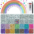 28 Grids 2mm-6mm Silver Clear Resin Rhinestones w B7000 Glue for Bedazzling Crafting Colorful Flatback Stones Diamonds Crystals Gems Bedazzler Kit for Nails Face Eyes Makeup Tumblers DIY Crafts