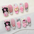 Sun&Beam Nails Handmade Press-on Medium Long Coffin Ballerina Pink Y2K 3D Summer Design Fashion False Nail Tips 10 Pcs Set (#271 L)