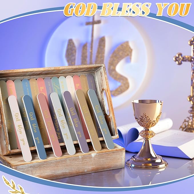 50 Pack Christian Gifts for Women Scripture Mini Nail Files Christian Party Favors Bible Verse Emery Boards Religious Small Gifts for Teacher Mother Employee Staff Coworkers Office Supplies