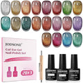 JODSONE 23 PCS Cat Eye Gel Nail Polish Set with Base Coat and Top Coat 3-IN-1 magnetic Design DIY at Home for Women Nail Art all Seasons