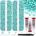 12100Pcs Resin Rhinestones for Crafting with 3Pcs 10ml B7000 Jewelry Glue, 2 Boxes Flatback Crystals Diamond (Aquamarine) for Bedazzling Crafts DIY Nail Art，Non Hotfix Gems for Clothing Shoes